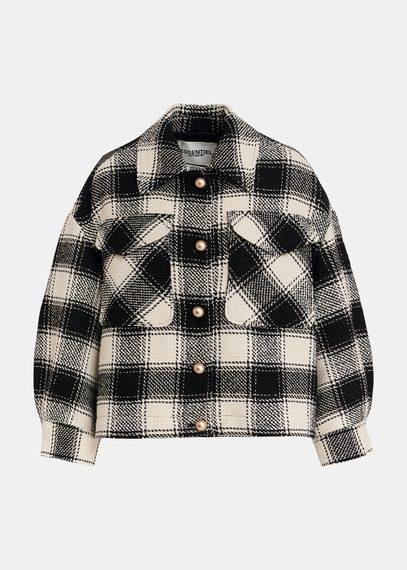 Ecru and black checked oversized jacket