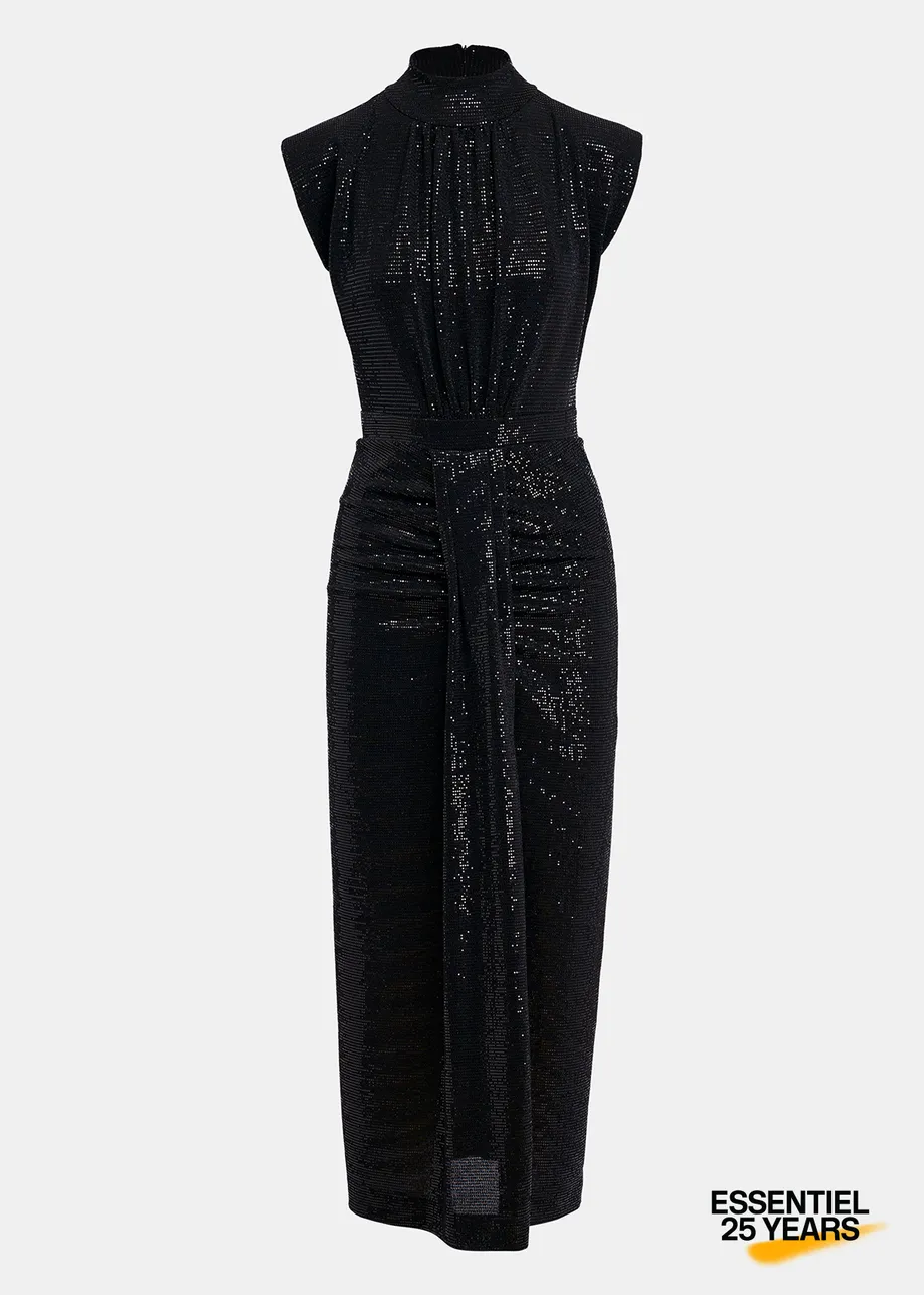 Black stretch-jersey midi-length dress - 25 year exclusive