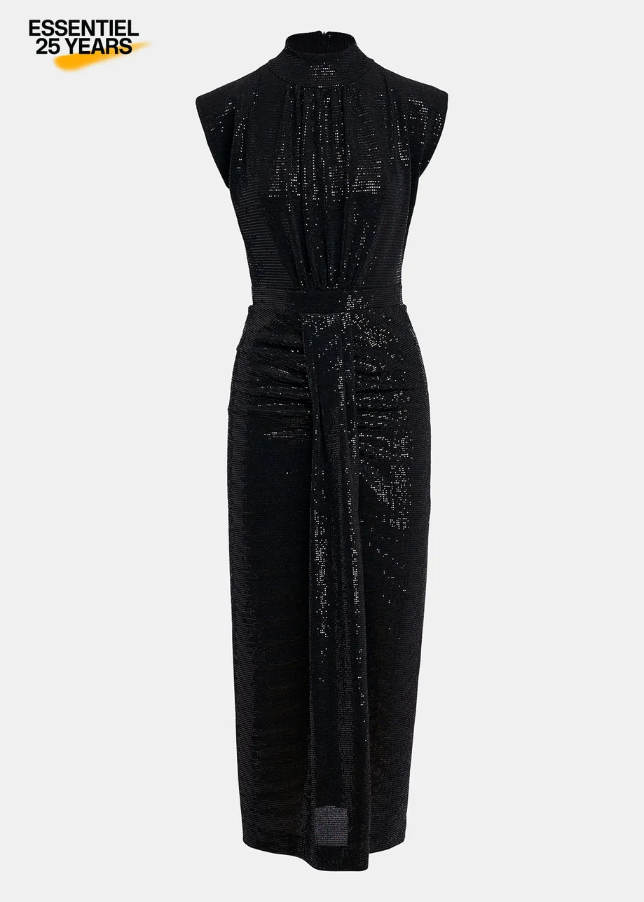 Black stretch-jersey midi-length dress - 25 year exclusive