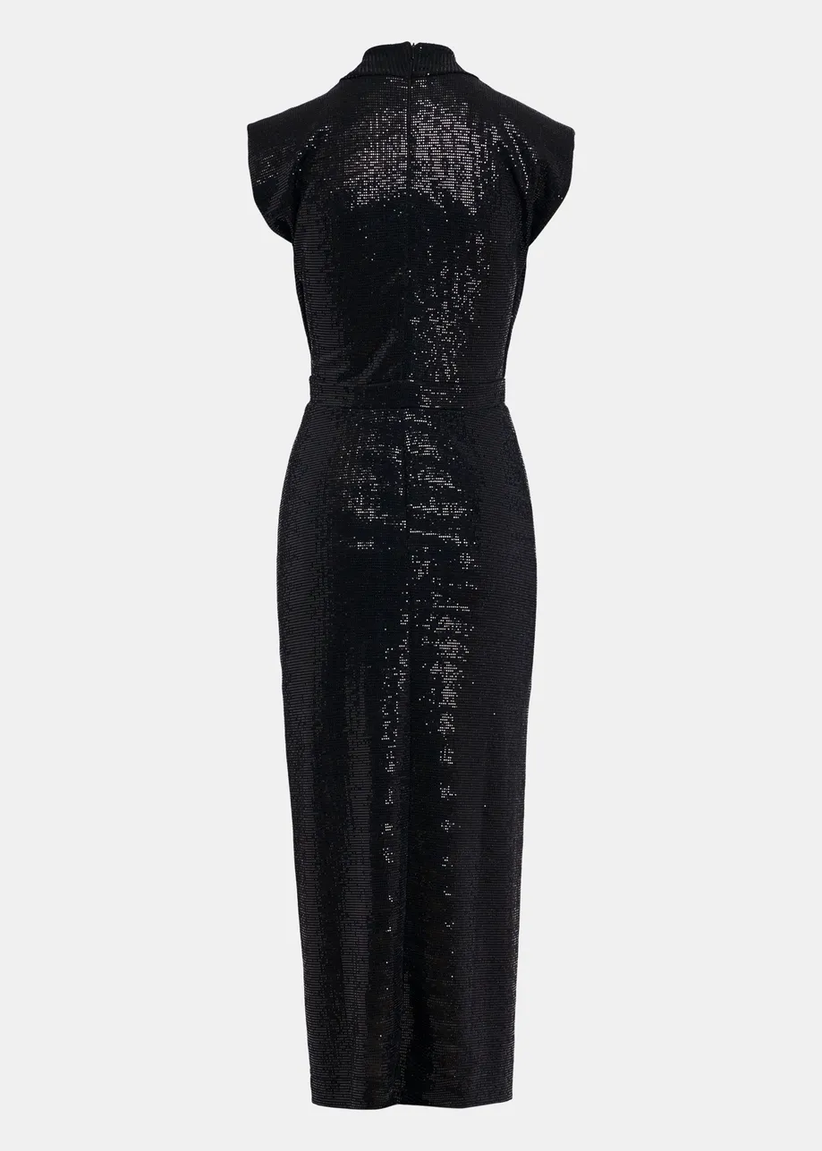 Black stretch-jersey midi-length dress - 25 year exclusive