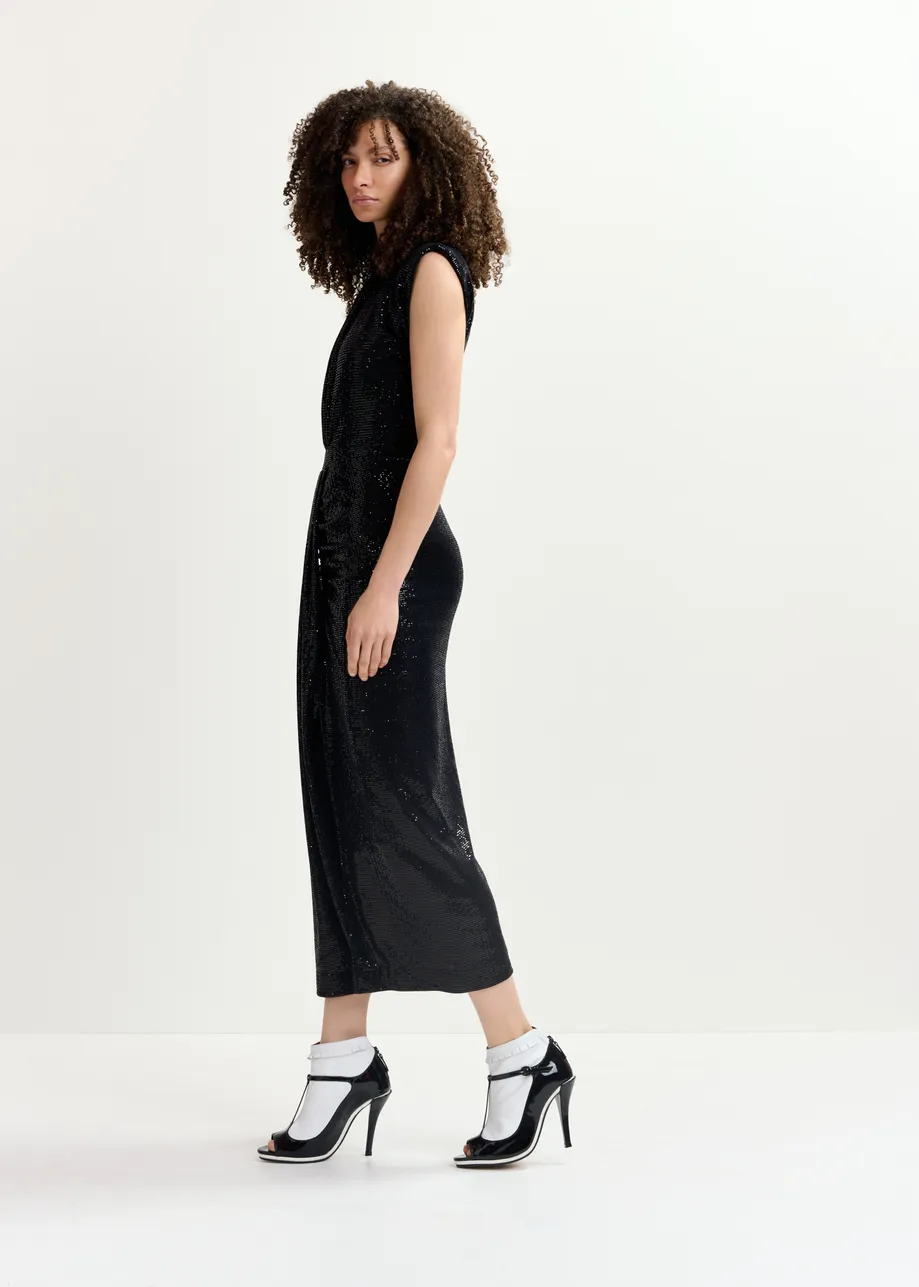 Black stretch-jersey midi-length dress - 25 year exclusive