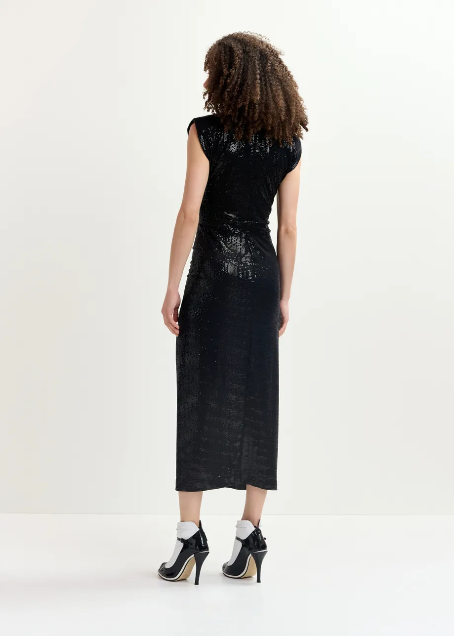 Black stretch-jersey midi-length dress - 25 year exclusive