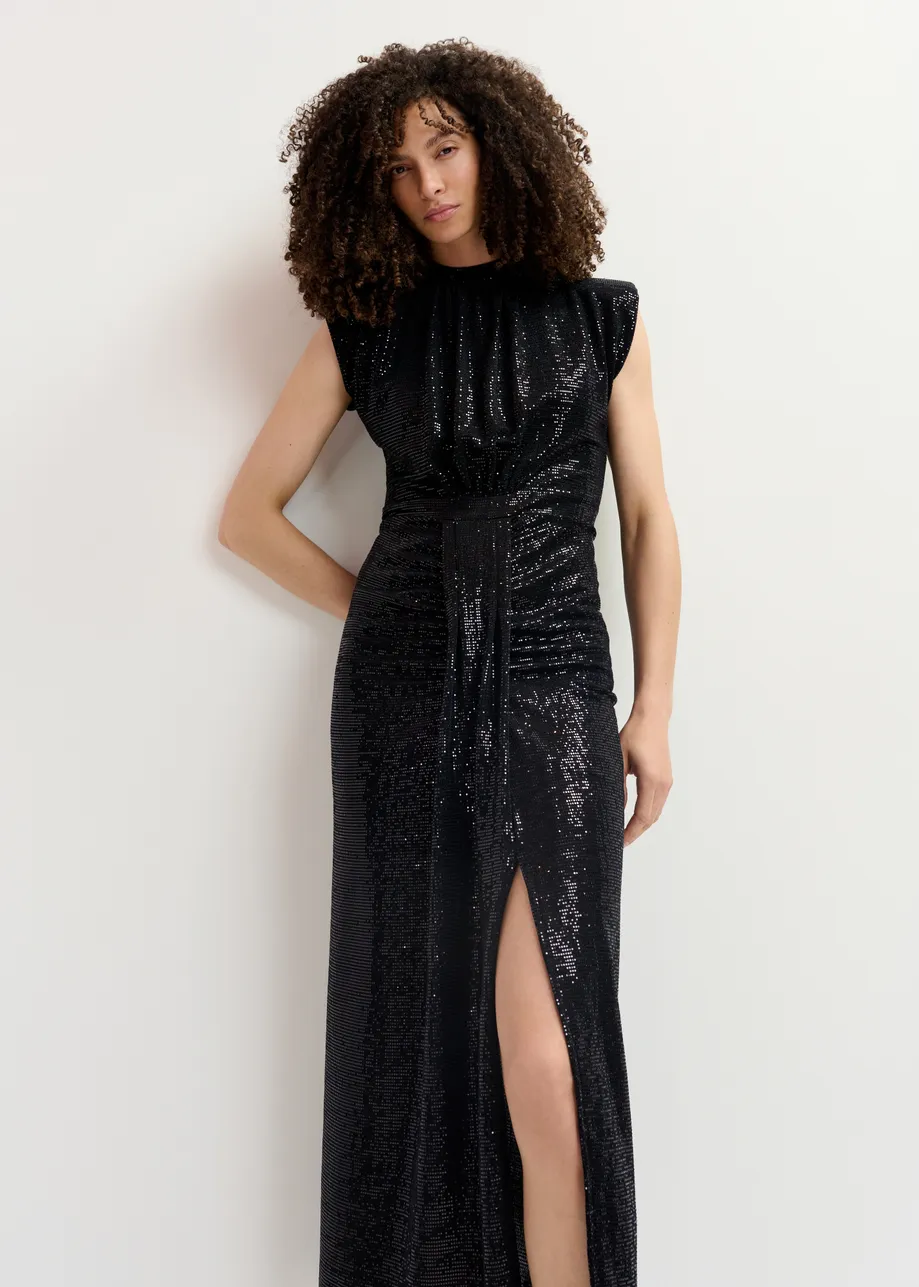 Black stretch-jersey midi-length dress - 25 year exclusive