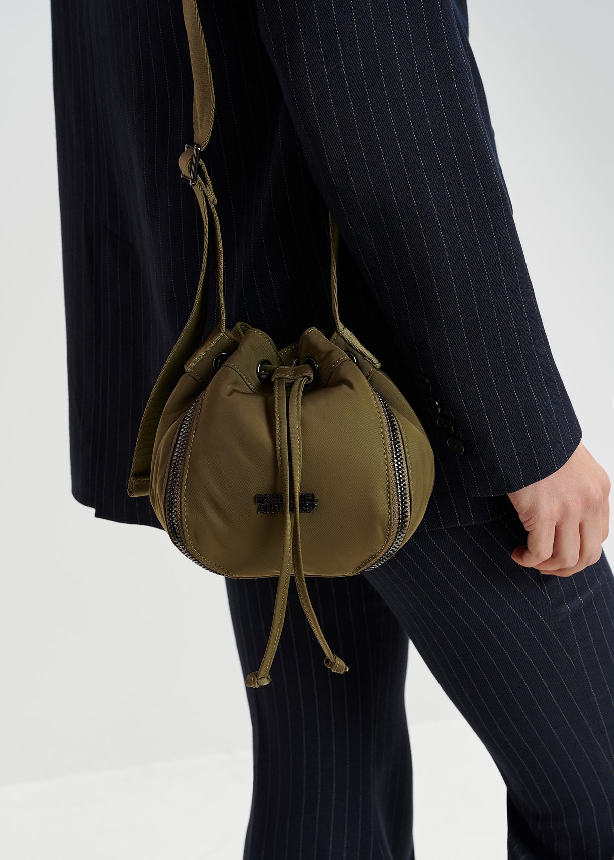 Khaki mini bucket bag