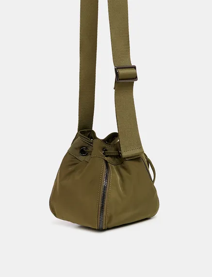 Khaki mini bucket bag