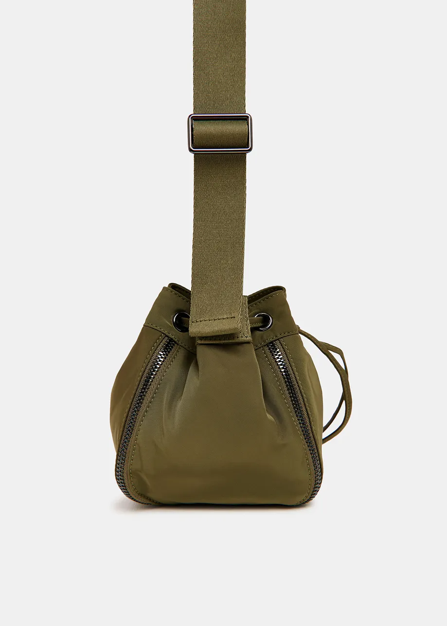 Khaki mini bucket bag