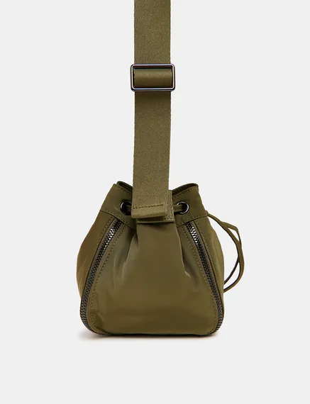 Khaki mini bucket bag