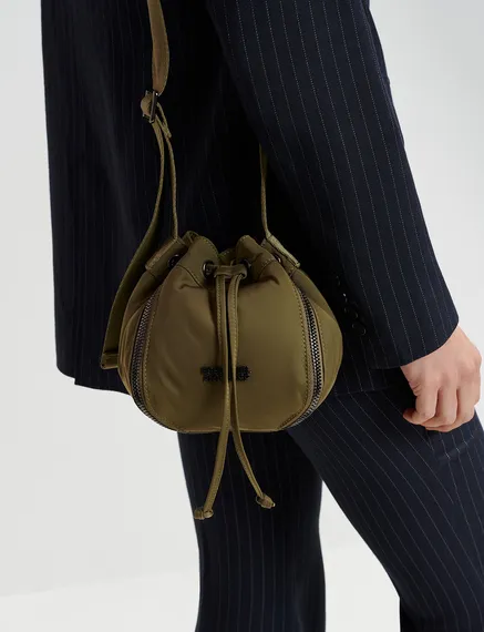 Khaki mini bucket bag