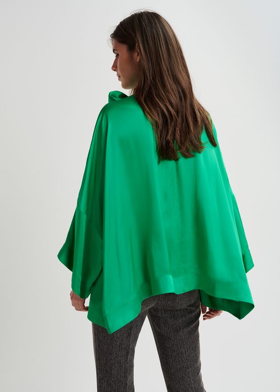 Green oversized top with pussy bow