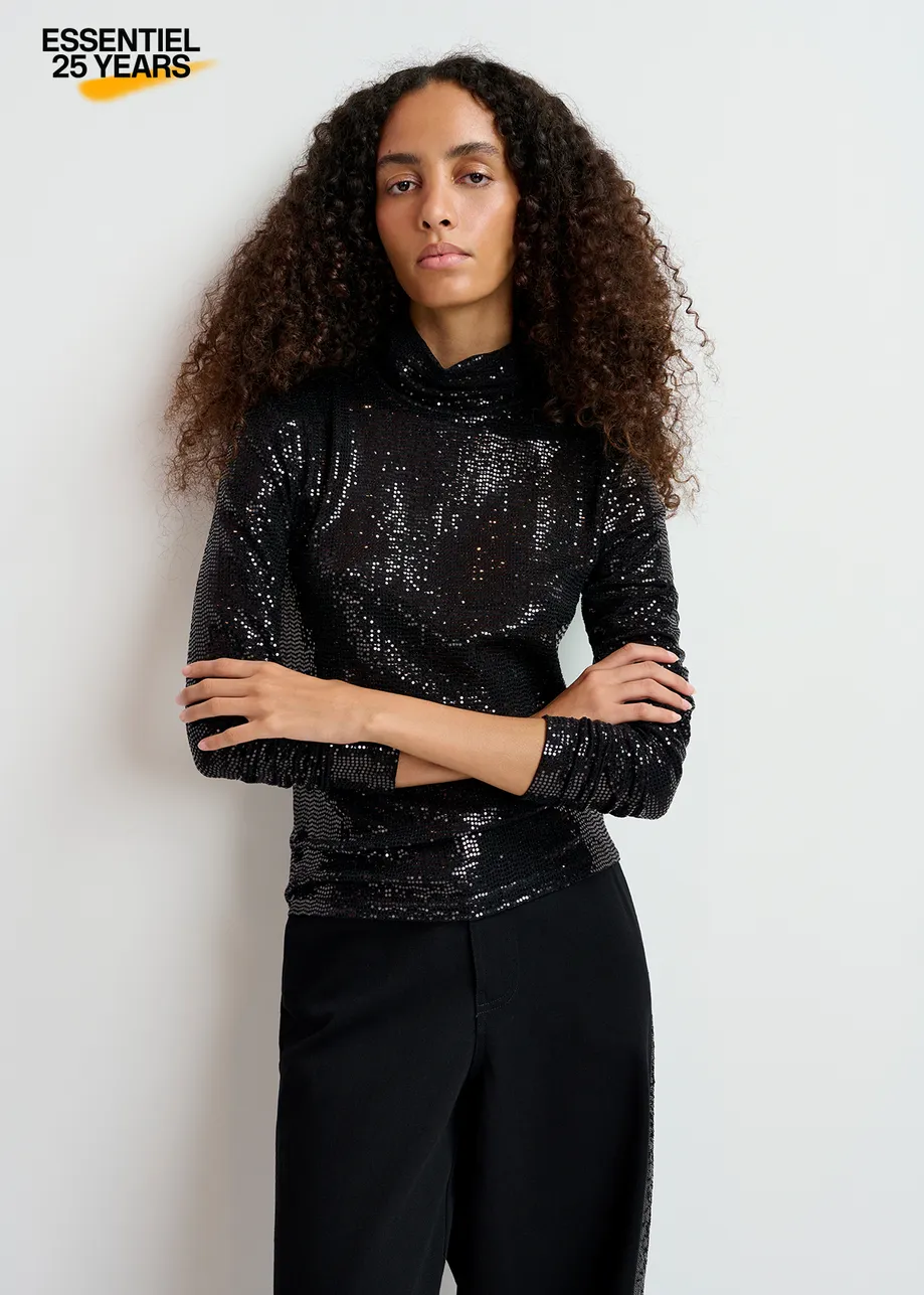 Black stretch-jersey turtleneck top - 25 year exclusive