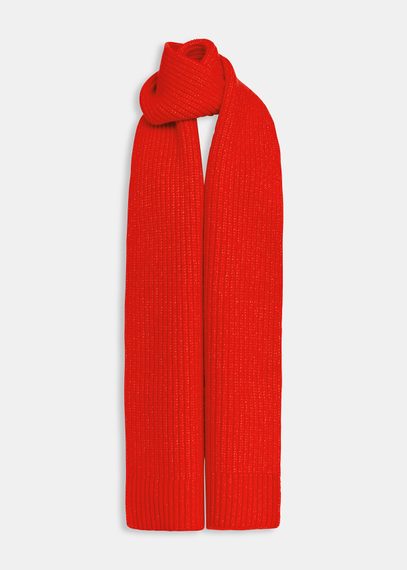 Red rib-knitted scarf