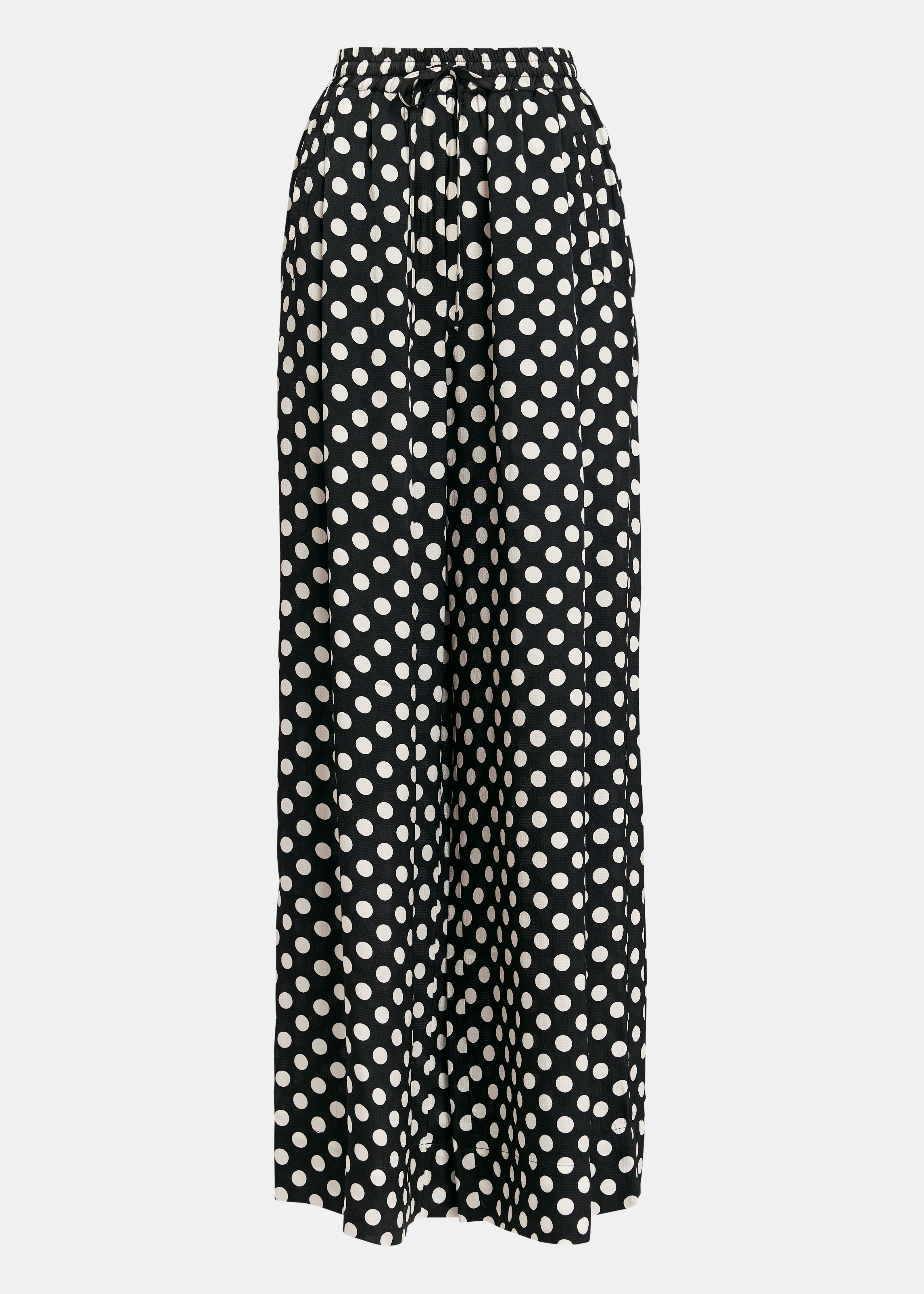 Black and white polka-dot wide-leg pants