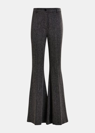 Black herringbone flared pants