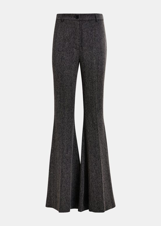 Pantalon évasé noir à chevrons