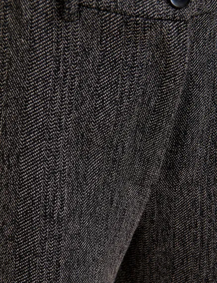 Black herringbone flared pants