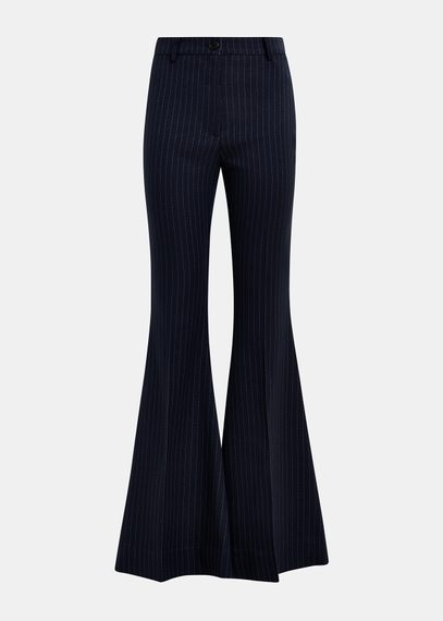 Navy blue pinstriped flared pants