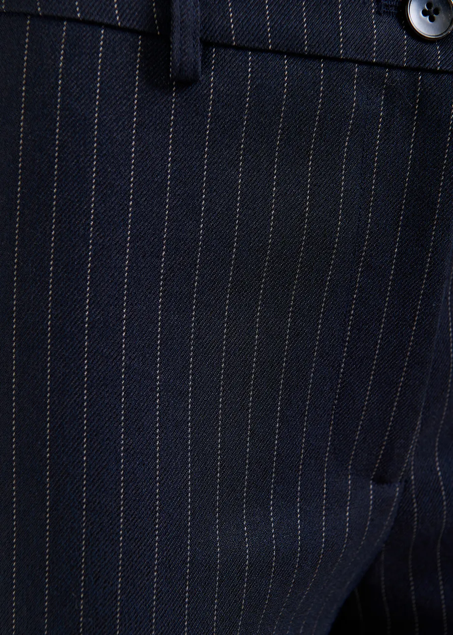 Pantaloni gessati svasati blu navy