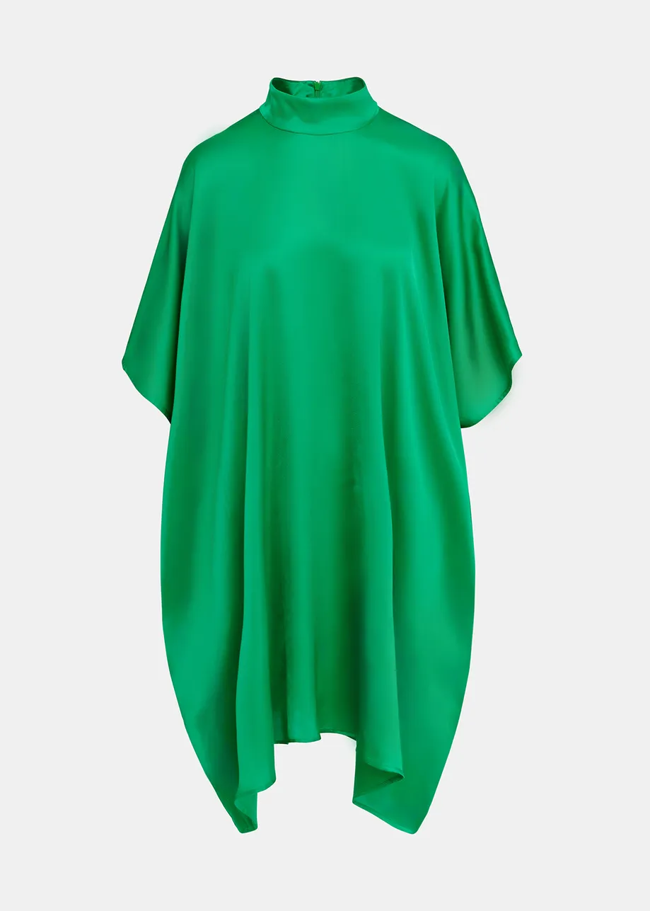 Green draped midi-length dress