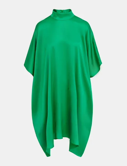 Green draped midi-length dress