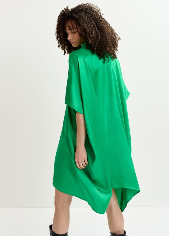 Green draped midi-length dress