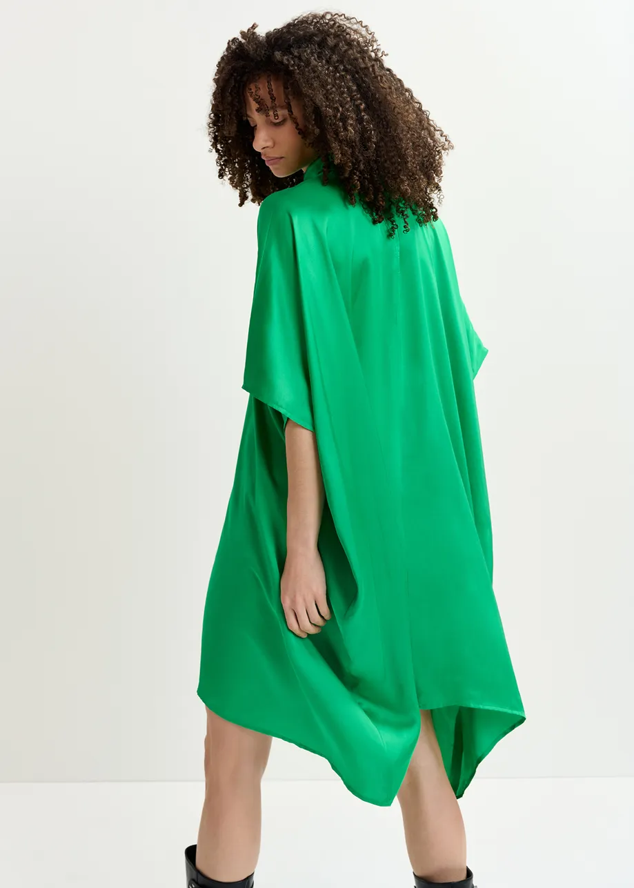 Green draped midi-length dress