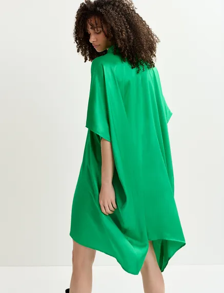 Robe mi-longue drapée verte