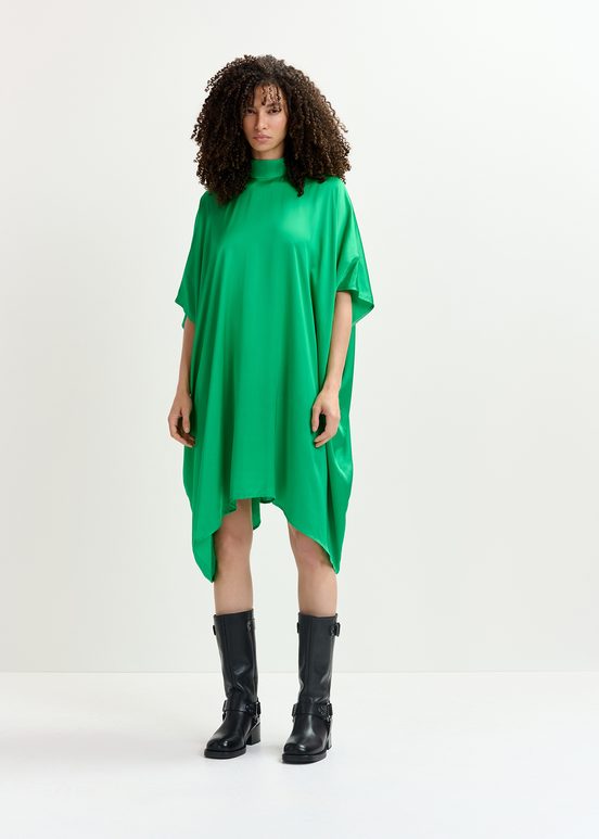 Green draped midi-length dress