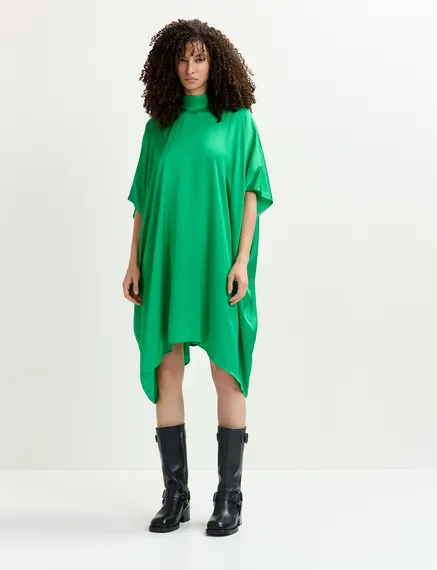 Green draped midi-length dress