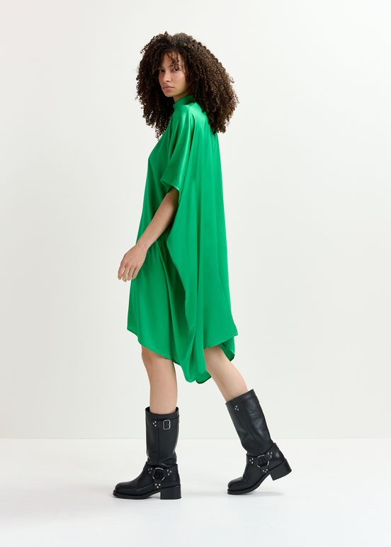 Robe mi-longue drapée verte