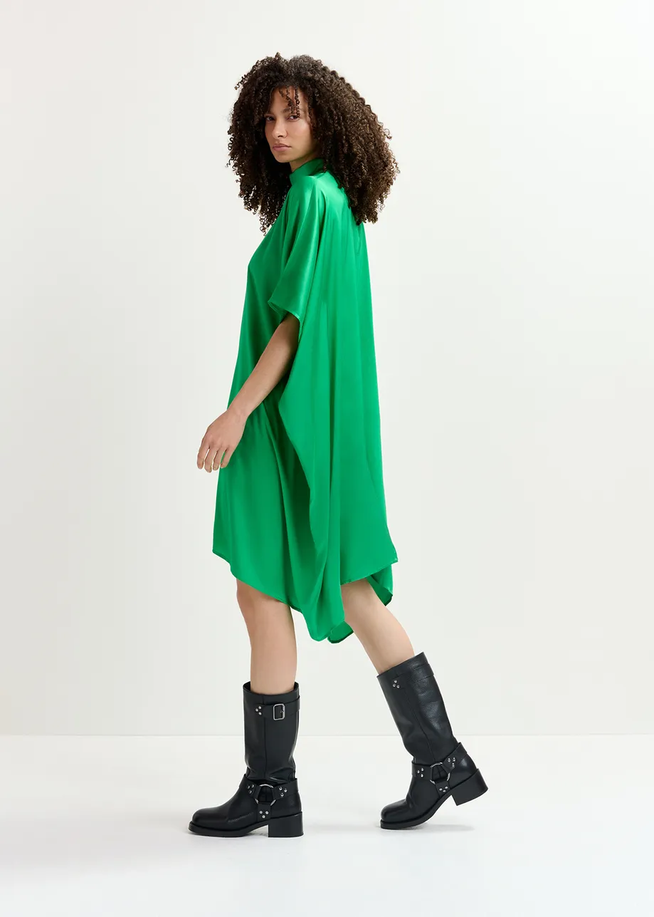 Green draped midi-length dress