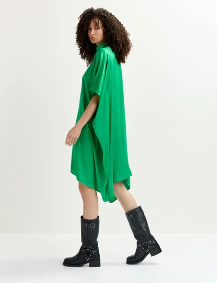 Green draped midi-length dress