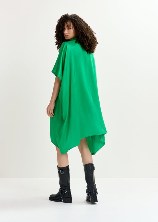 Green draped midi-length dress