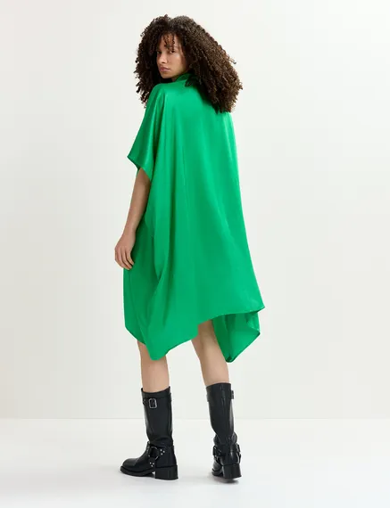 Green draped midi-length dress