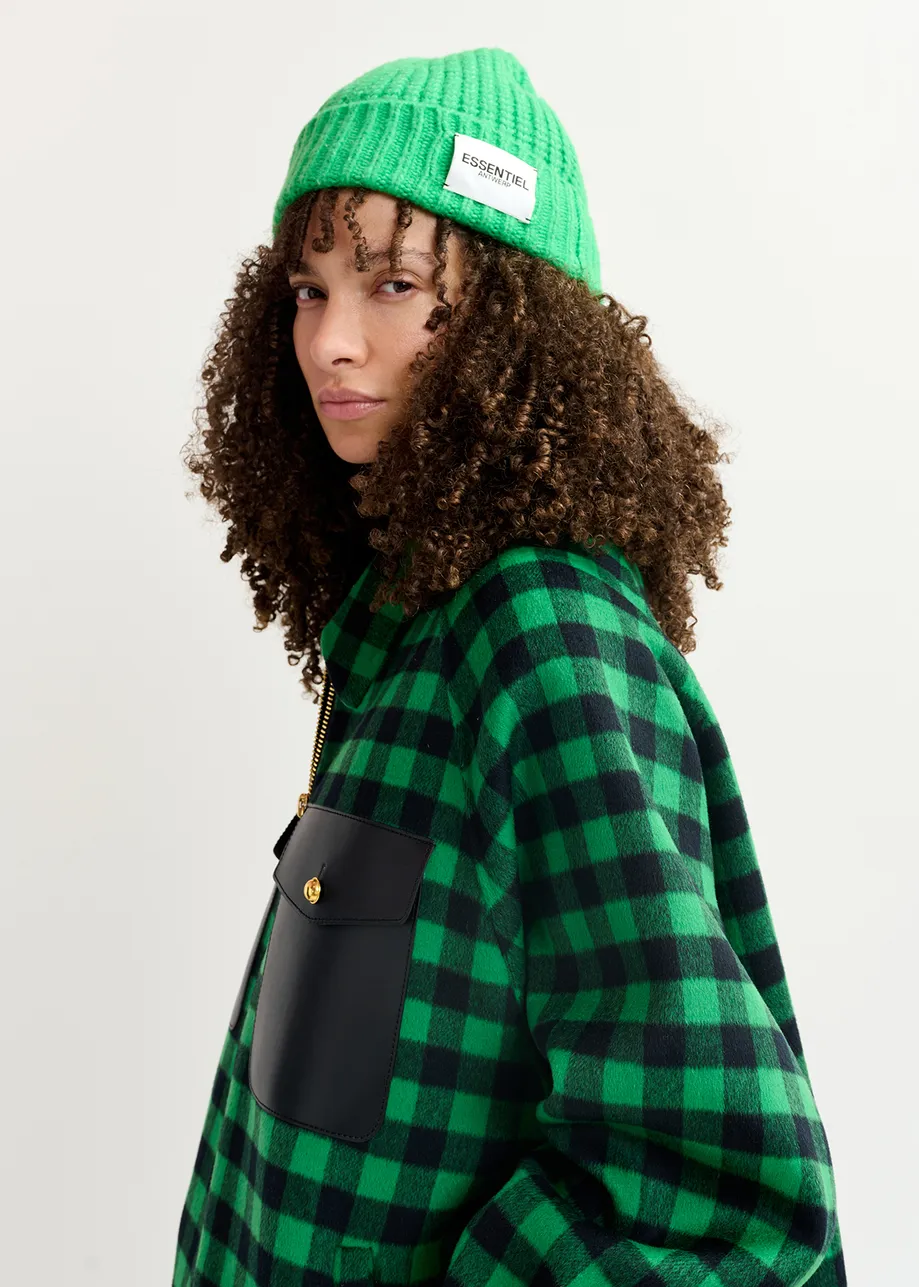 Green and navy blue checked wool jacket