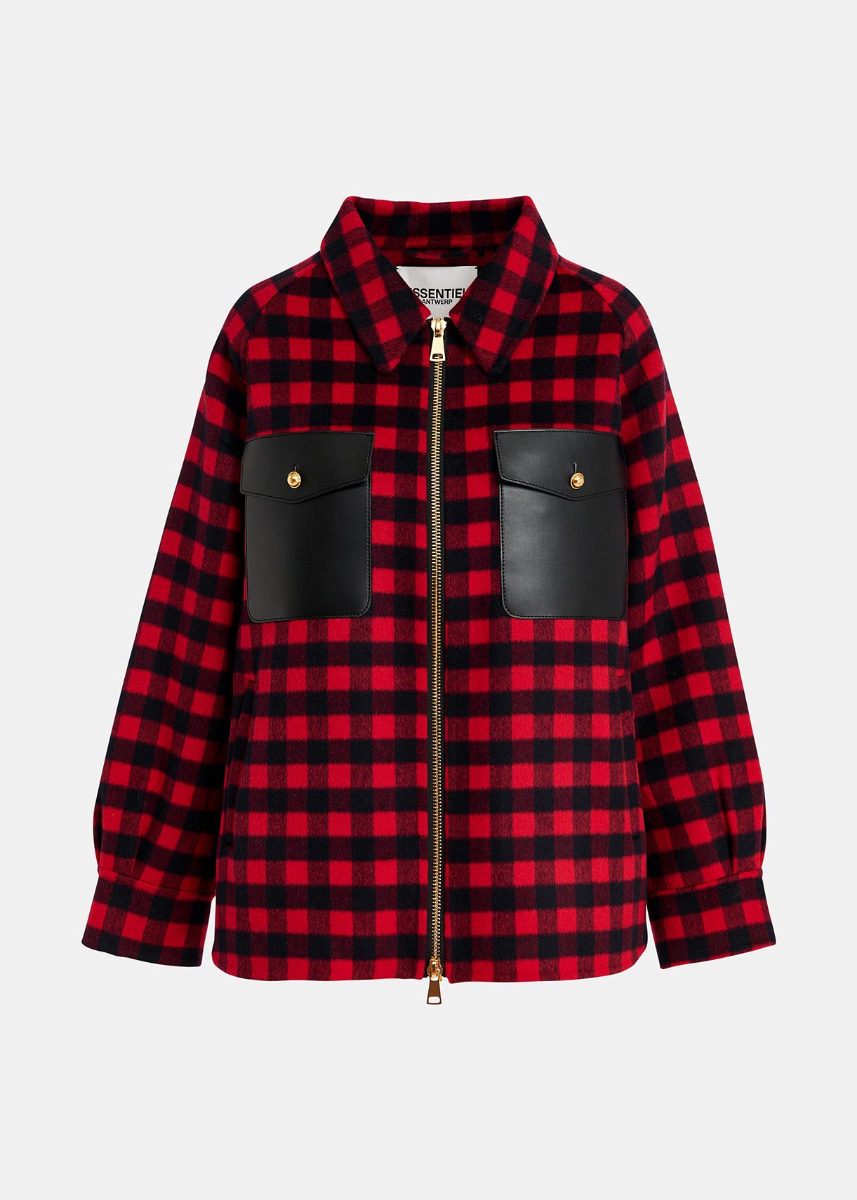 Red and black checked wool jacked