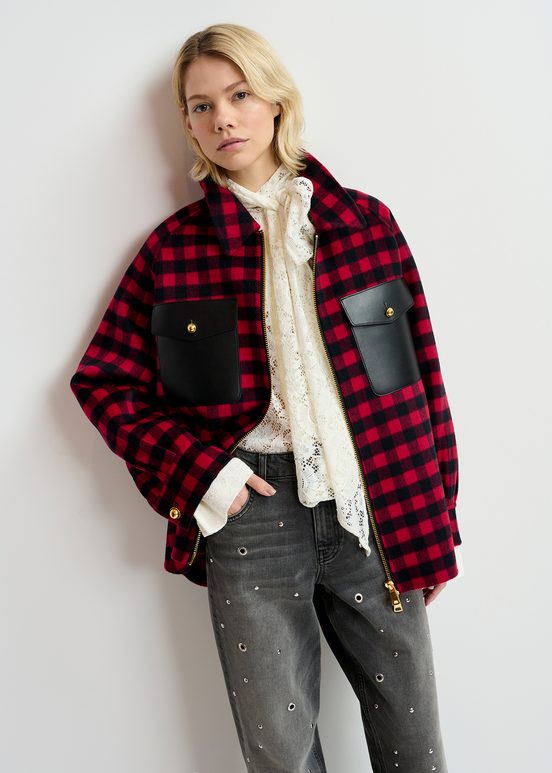 Red and black checked wool jacked