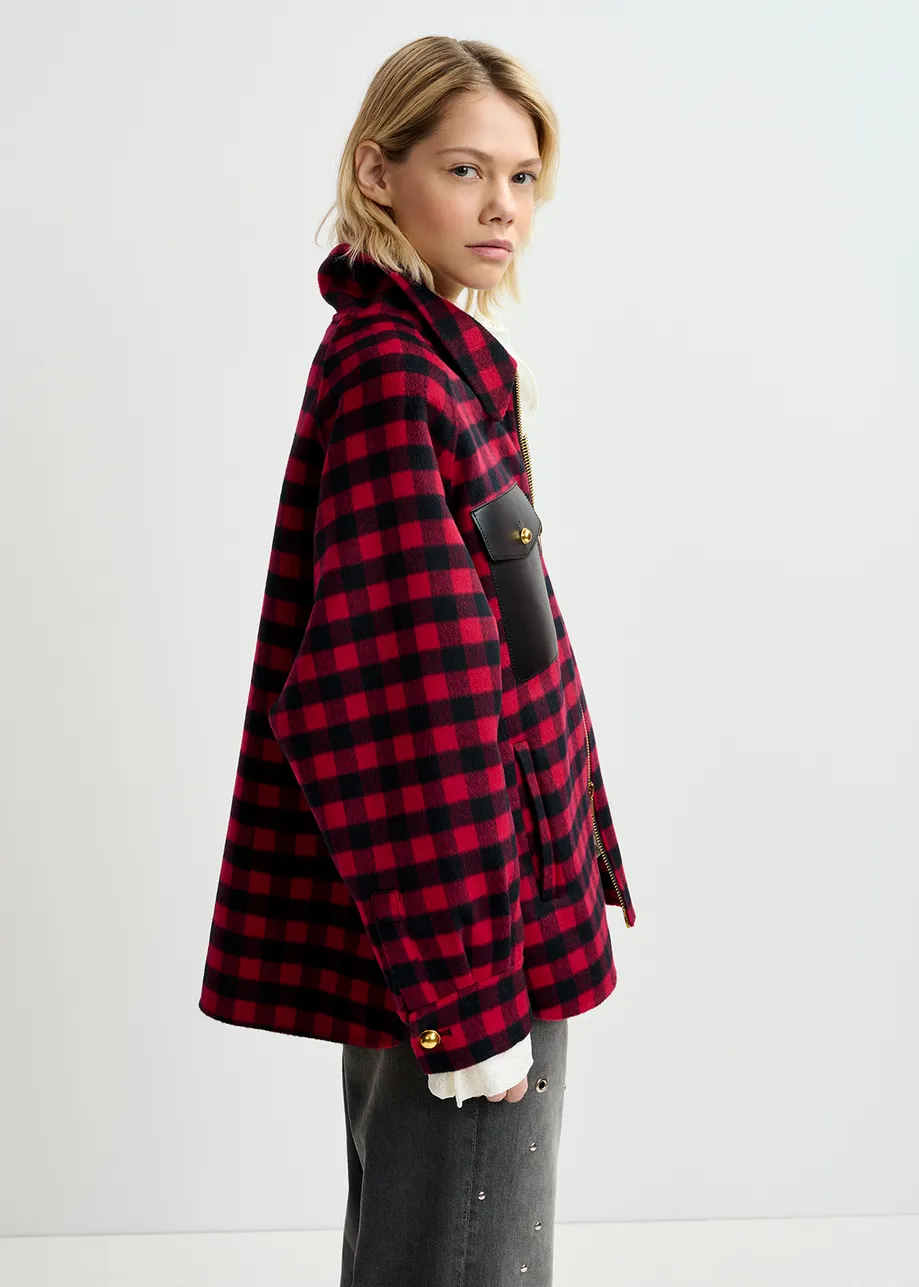 Red and black checked wool jacked