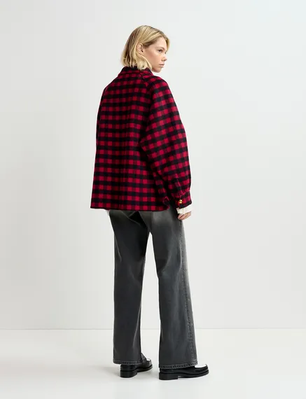 Red and black checked wool jacked