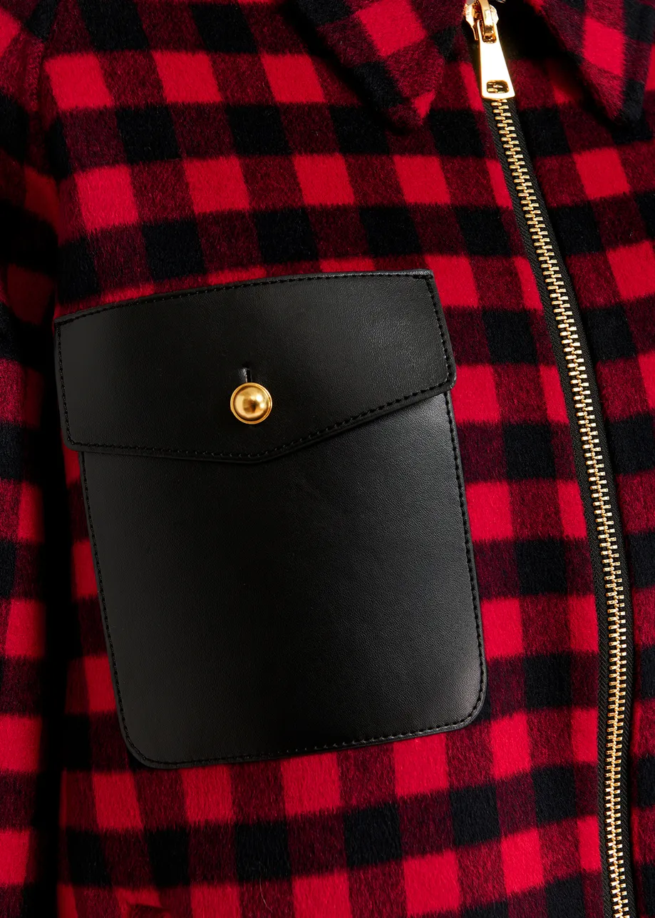 Red and black checked wool jacked