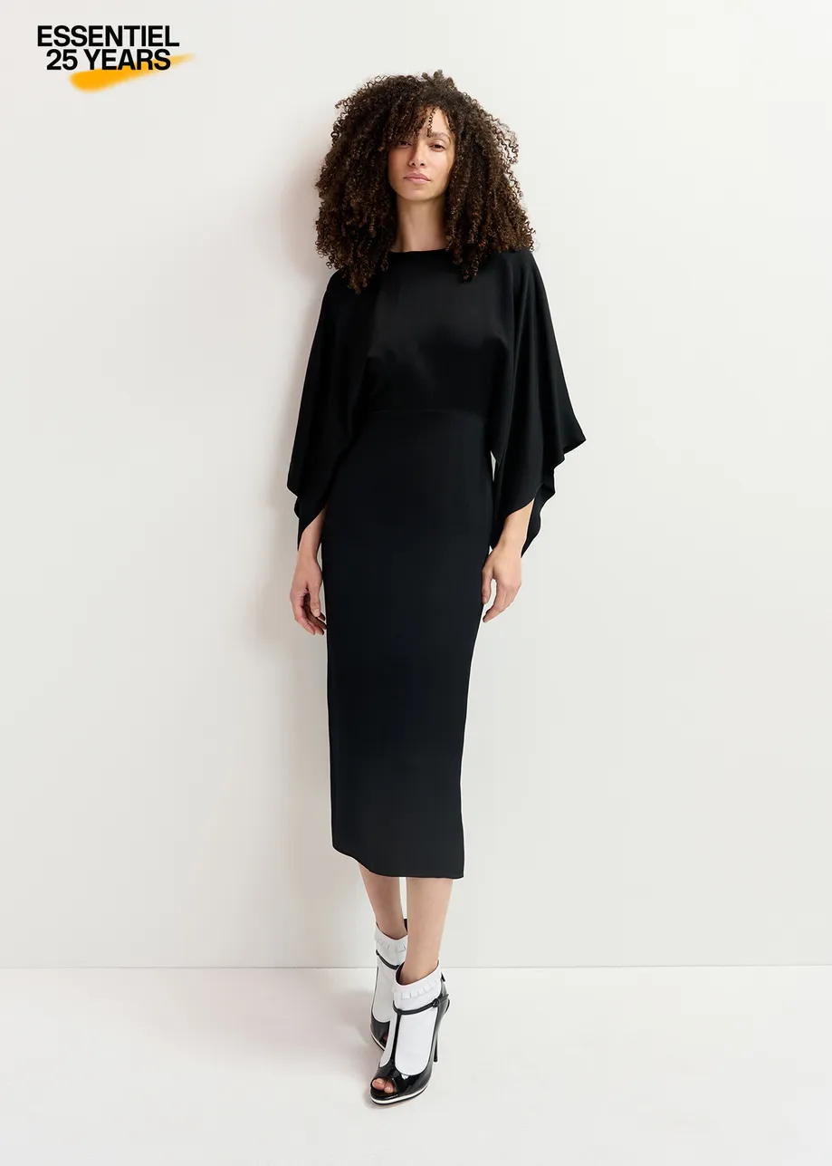 Black midi dress with kimono sleeves - 25 year exclusive