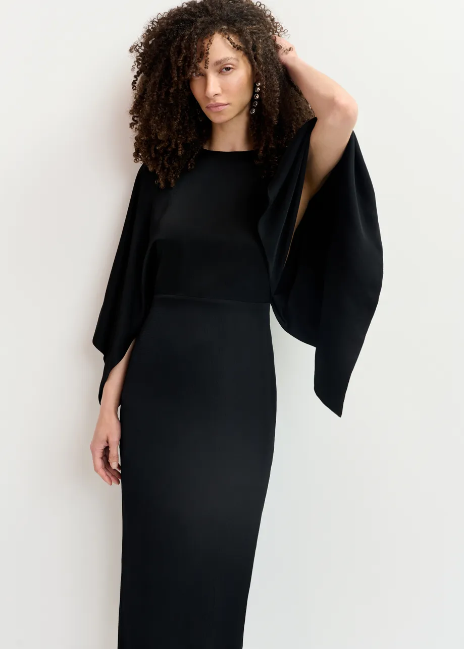 Black midi dress with kimono sleeves - 25 year exclusive