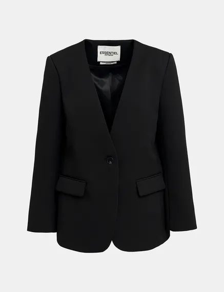 Blazer oversize noir à simple boutonnage