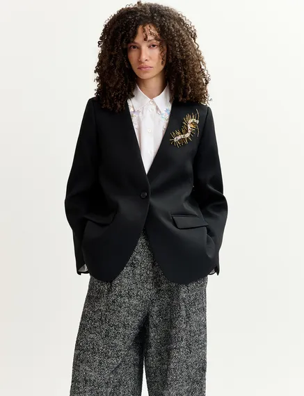 Zwarte oversized blazer met enkel knopenrij