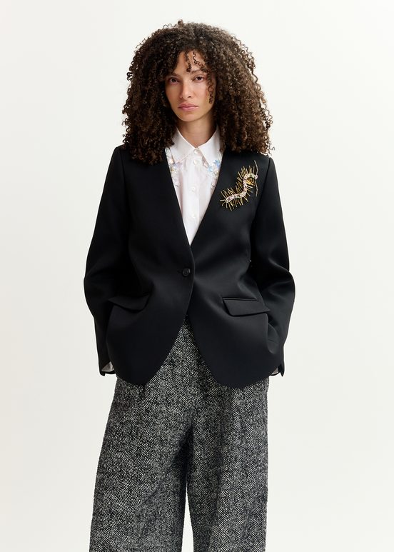 Blazer oversize noir à simple boutonnage