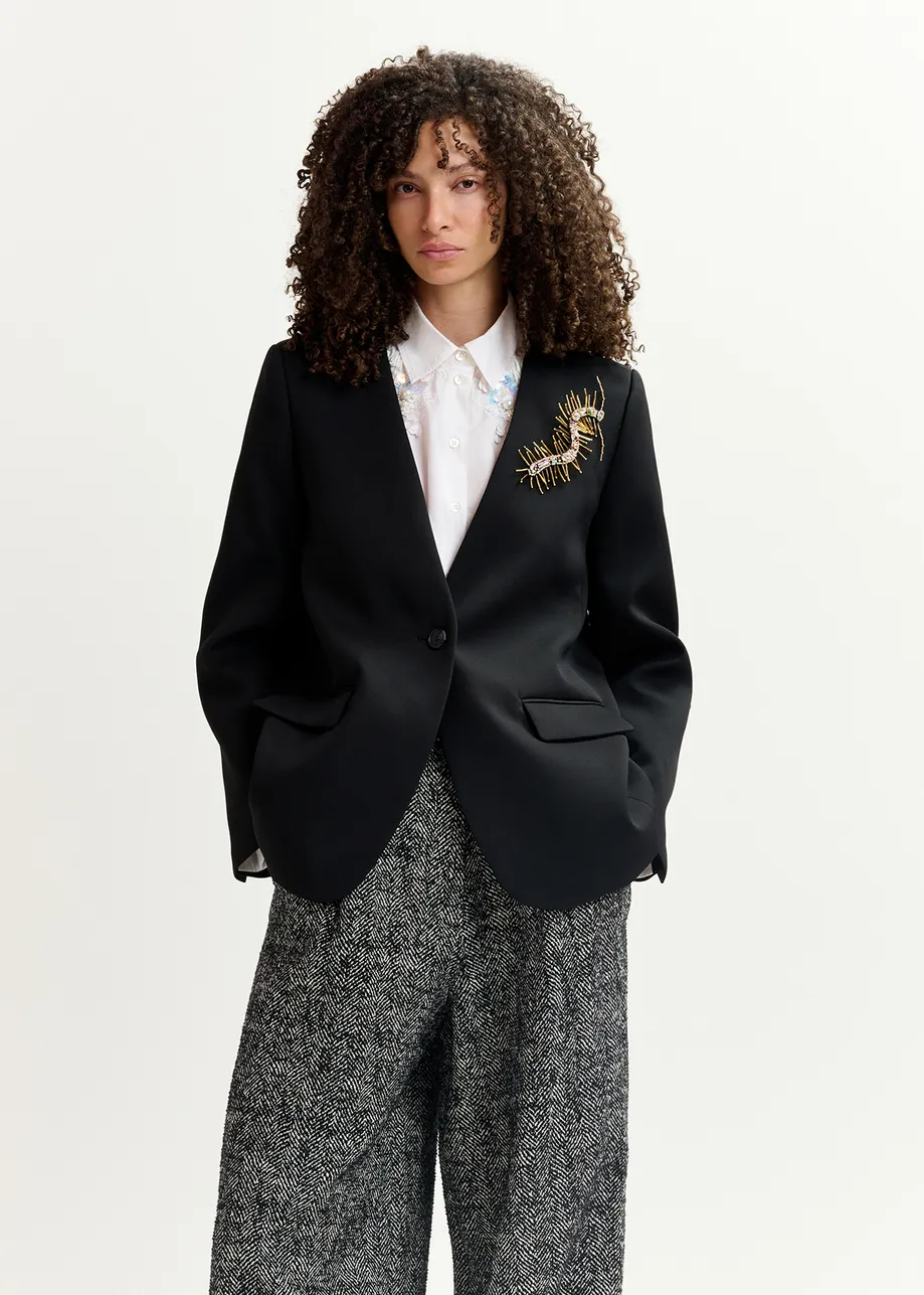 Black oversized single-breasted blazer