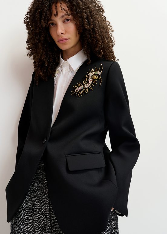 Blazer oversize noir à simple boutonnage