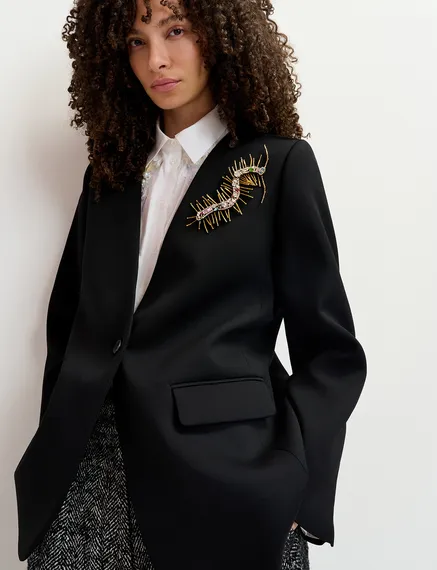 Blazer oversize noir à simple boutonnage