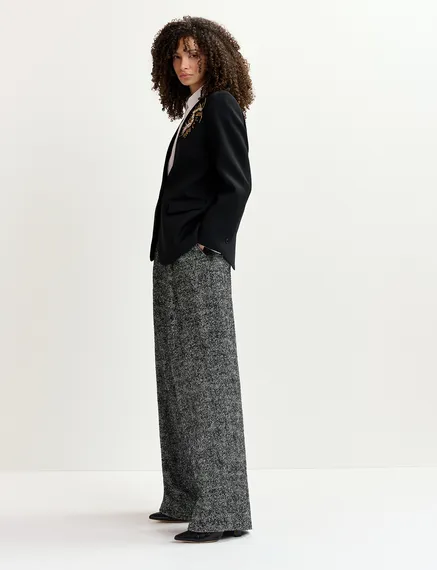 Schwarzer, einreihiger Oversized Blazer