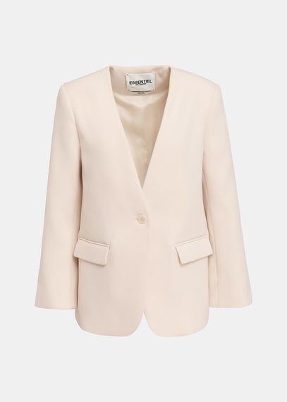 Ecrufarbener, einreihiger Oversized Blazer