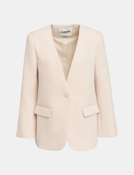 Ecru oversized single-breasted blazer